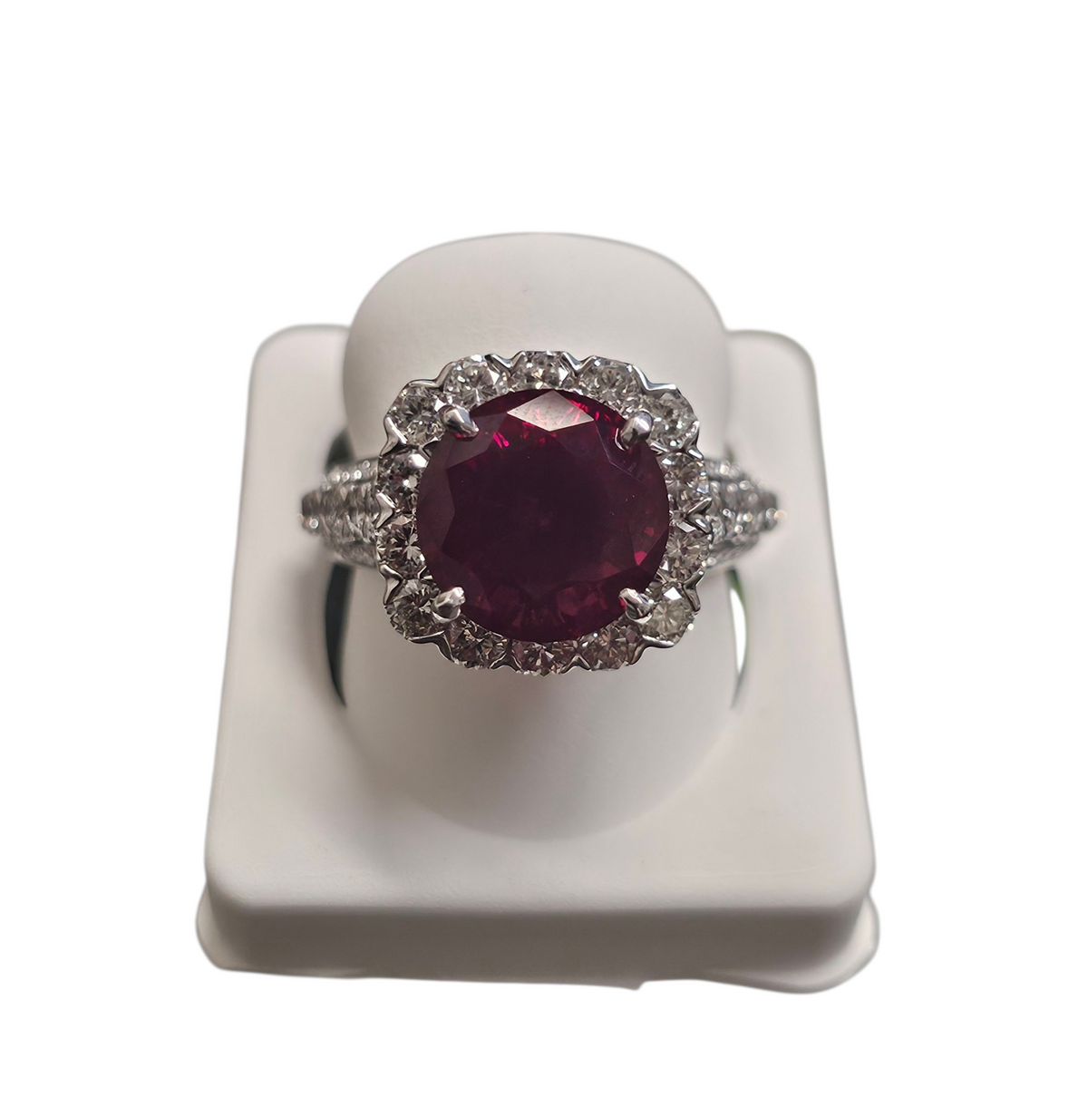 Lab Grown Ruby Diamond Ring in 14Karat White Gold