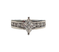 Marquise and Round Cut Diamond Ring in Platinum
