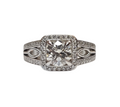 Vintage Round Diamond Ring with Melee in 14Karat White Gold