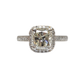 Cushion Cut Diamond Ring with Melee in Platinum