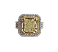 Fancy Yellow Radiant Cut Diamond Ring in 18Karat White Gold