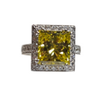 Treated Fancy Intense Yellow Princess Cut Diamond Ring in 18Karat White Gold