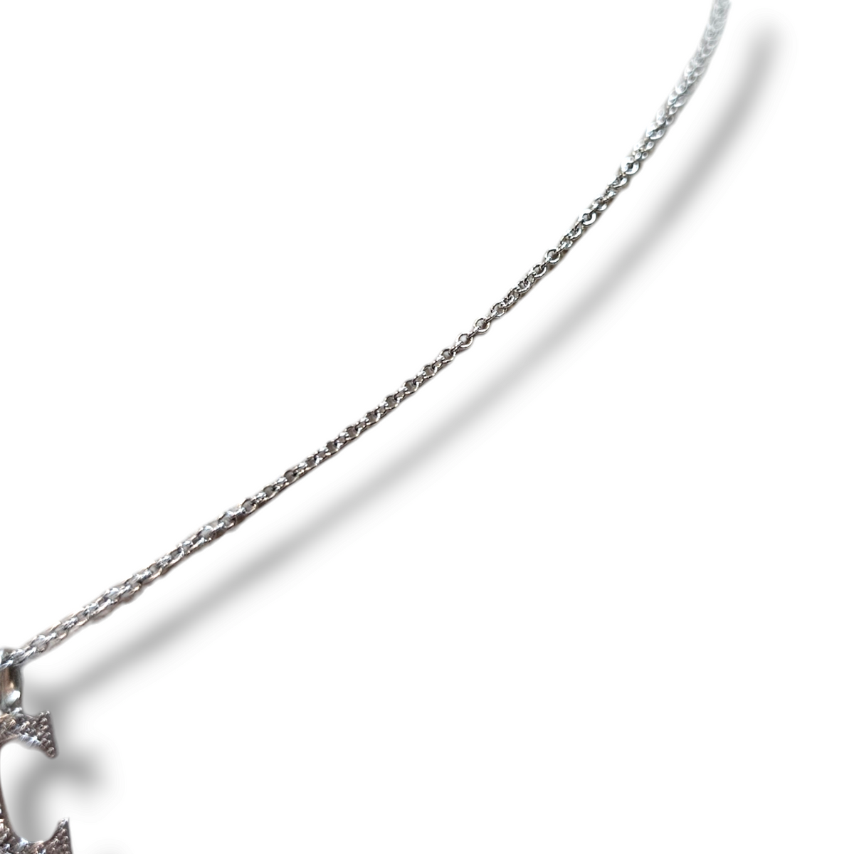 Diamond "C" Letter Necklace in 14KT White Gold
