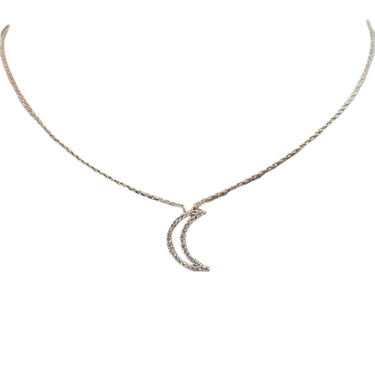 Diamond Half-Moon Necklace in 14KT Yellow Gold