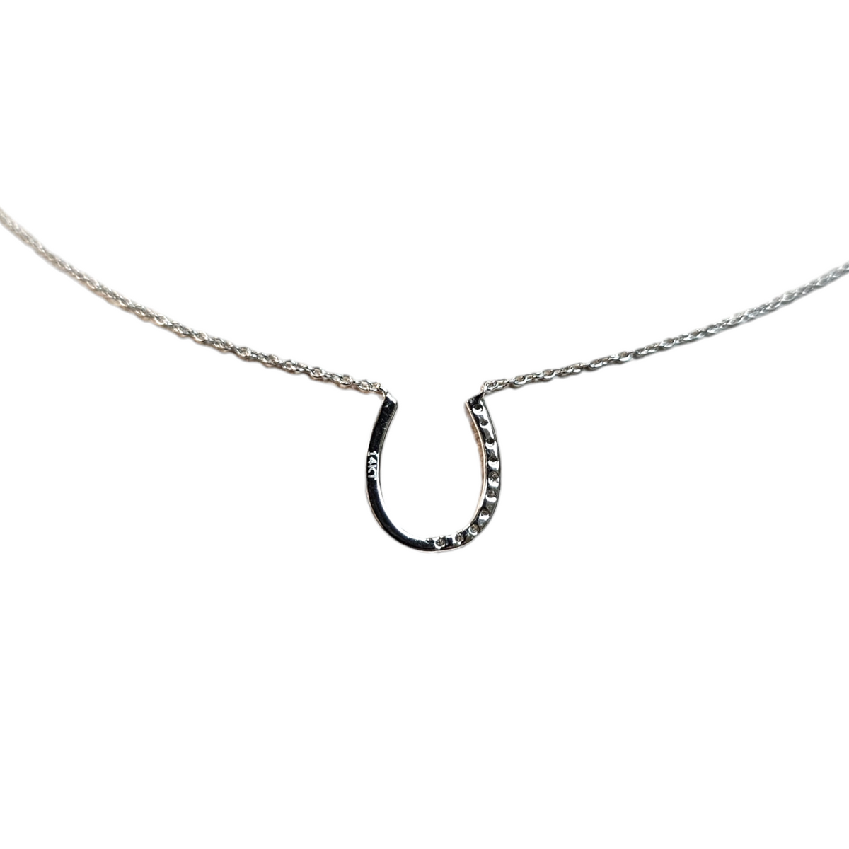 Diamond Horseshoe Necklace in 14KT White Gold