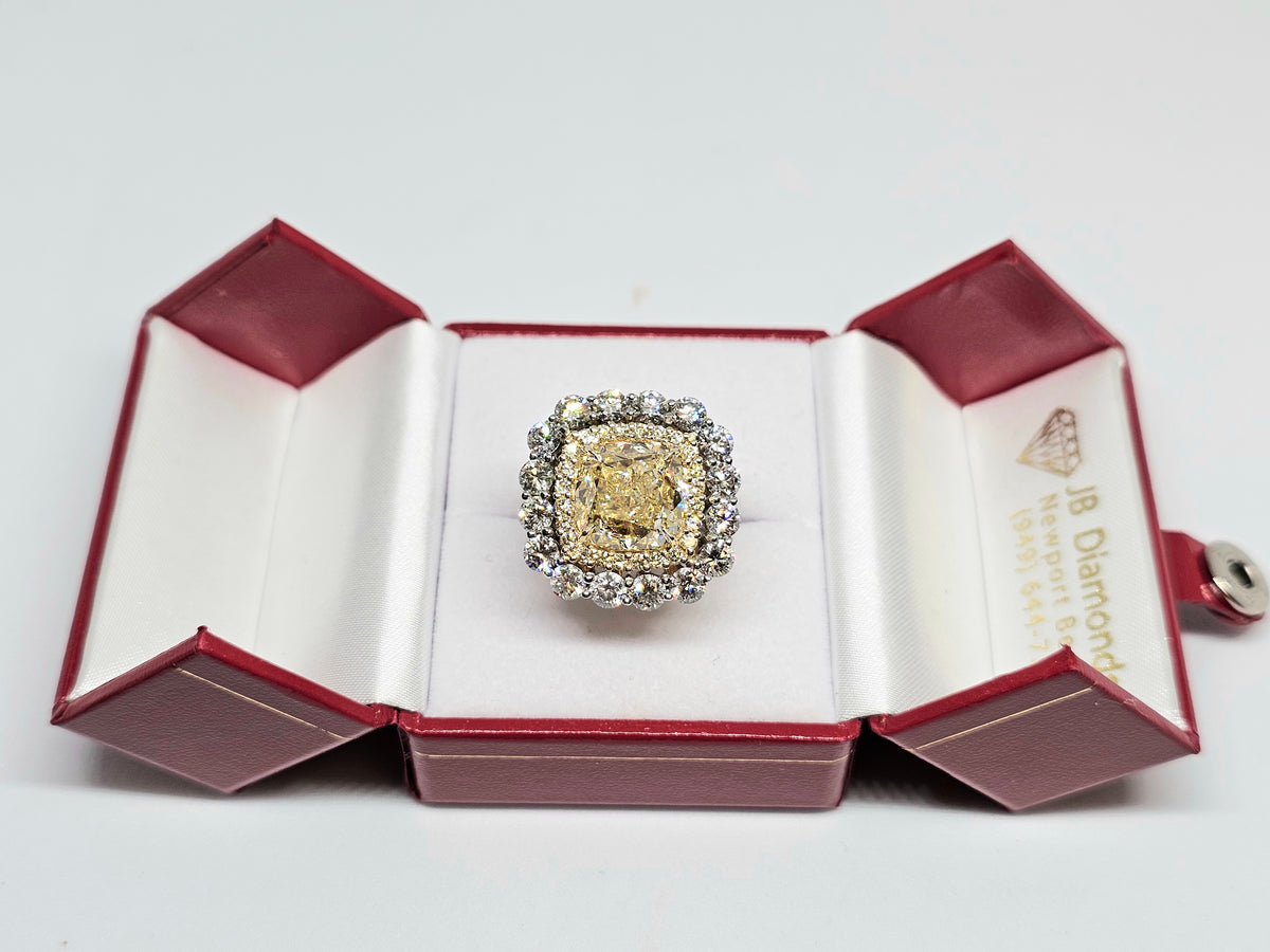 Fancy Yellow Diamond Ring in 18Kt Yellow Gold and Platinum