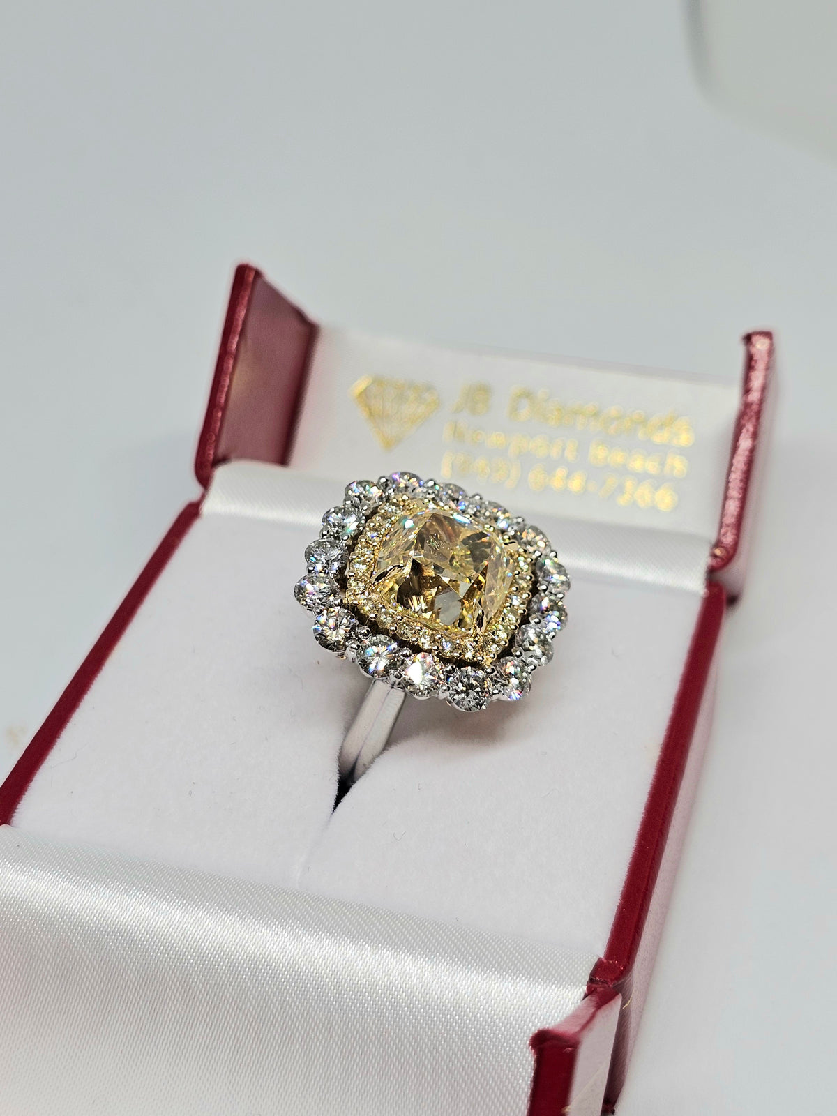 Fancy Yellow Diamond Ring in 18Kt Yellow Gold and Platinum