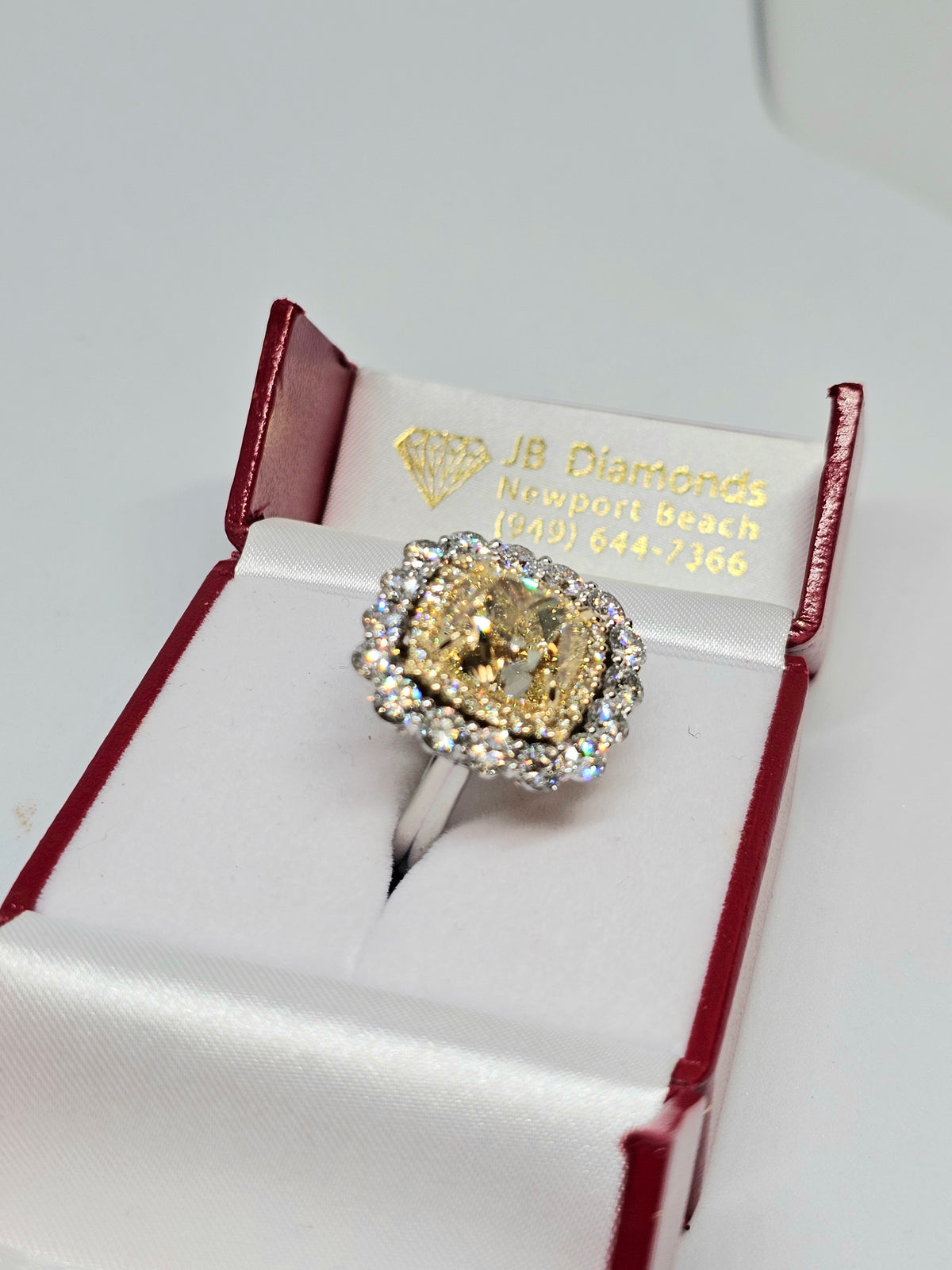 Fancy Yellow Diamond Ring in 18Kt Yellow Gold and Platinum