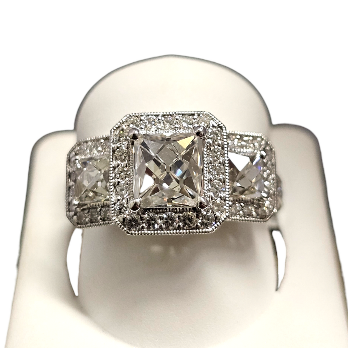 French Cut 1.5 Carat Center Diamond Ring in 18Kt White Gold
