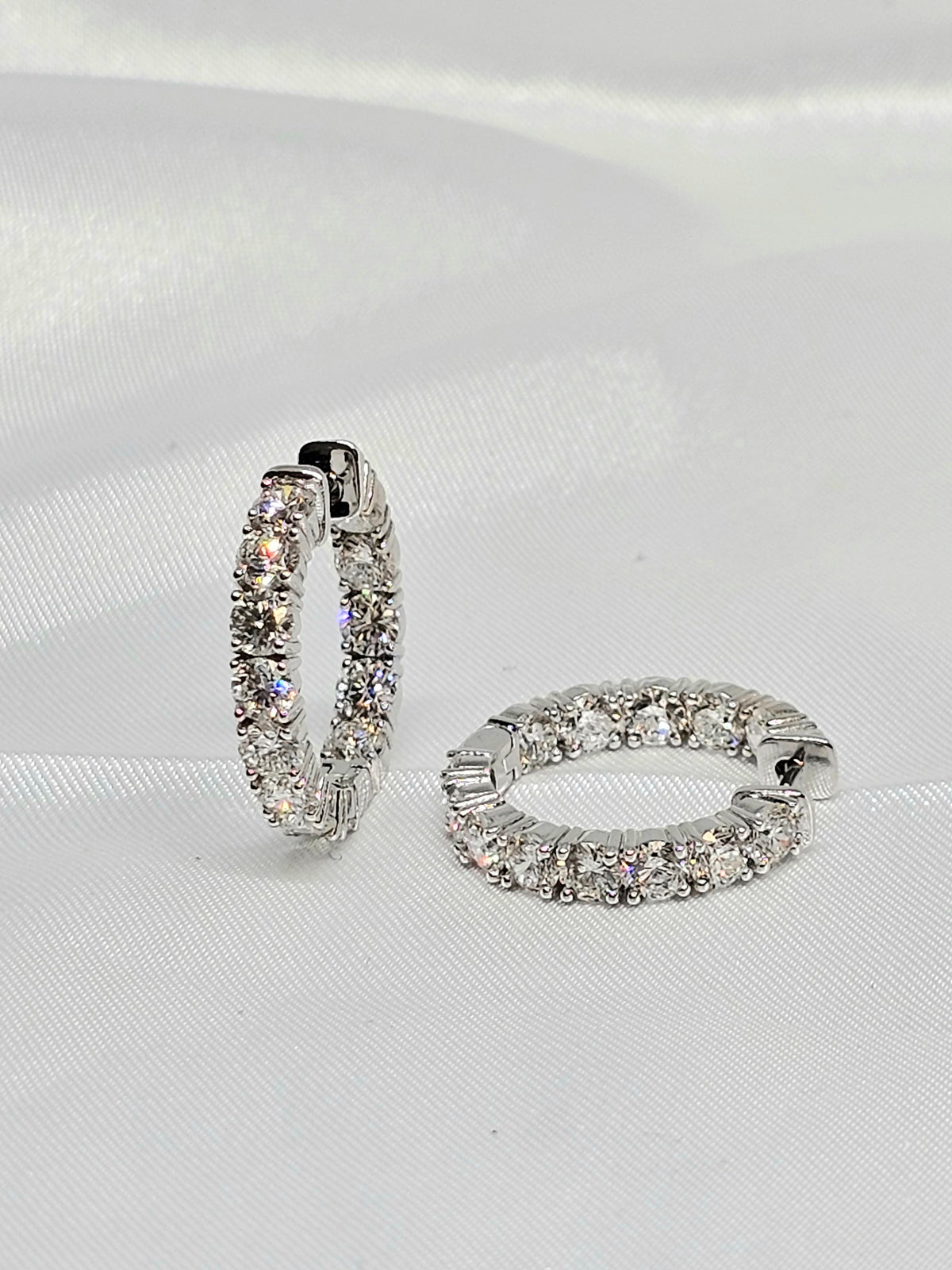 Inside Out Diamond Hoop Earring in 18Kt White Gold