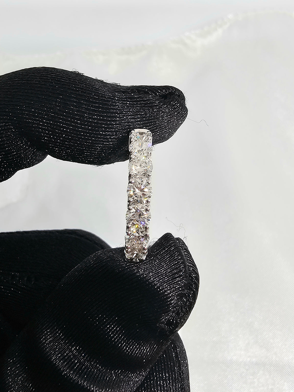 Inside Out Diamond Hoop Earring in 18Kt White Gold