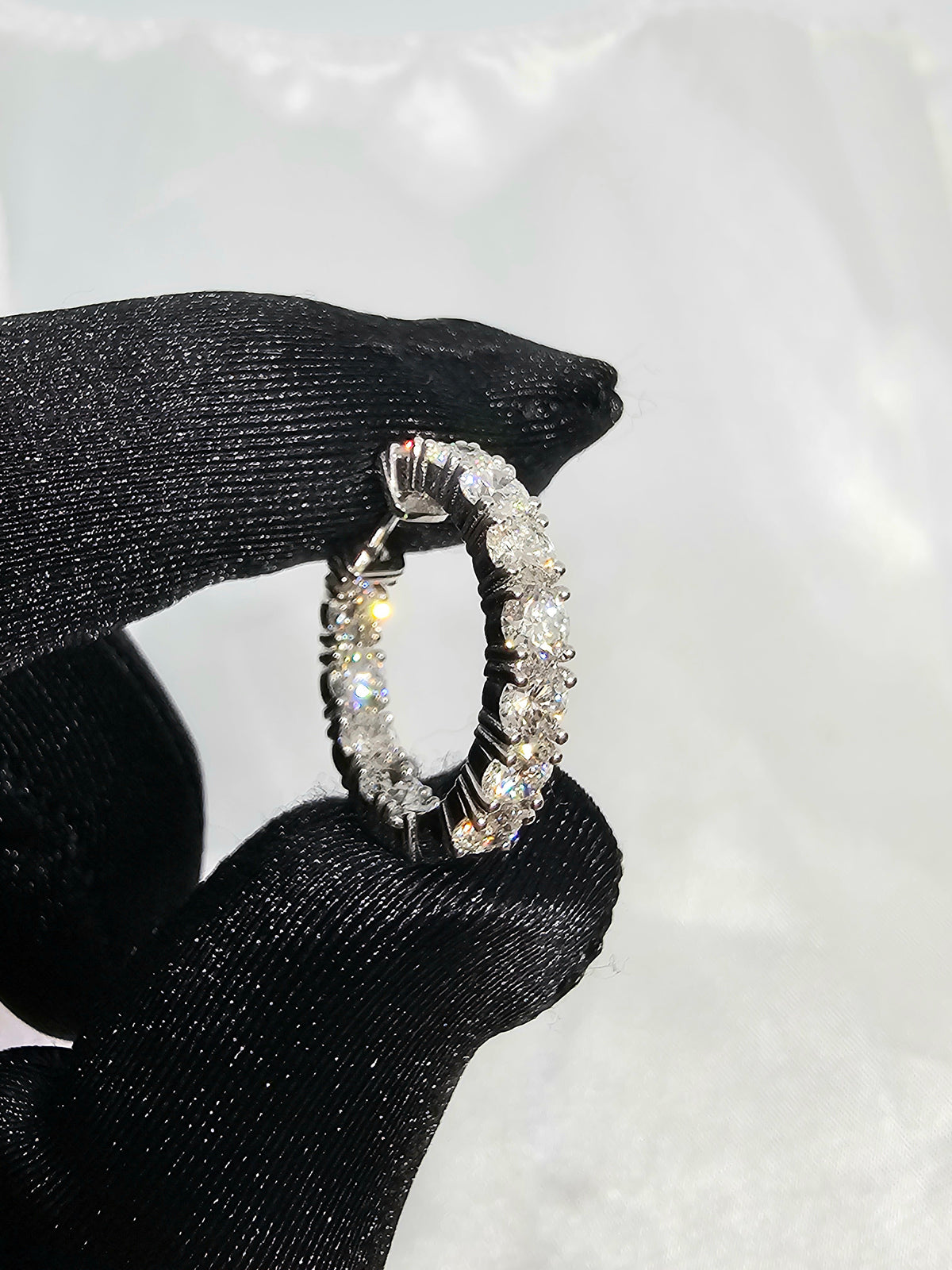 Inside Out Diamond Hoop Earring in 18Kt White Gold