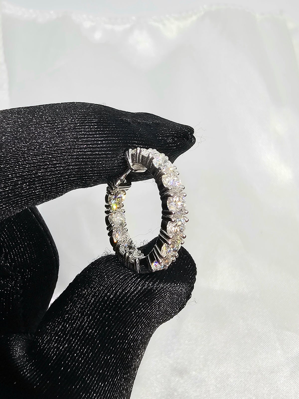Inside Out Diamond Hoop Earring in 18Kt White Gold