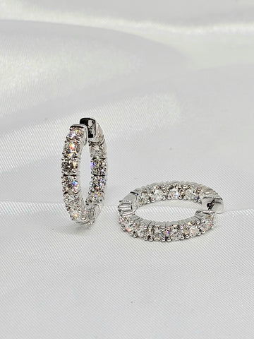 Inside Out Diamond Hoop Earring in 18Kt White Gold