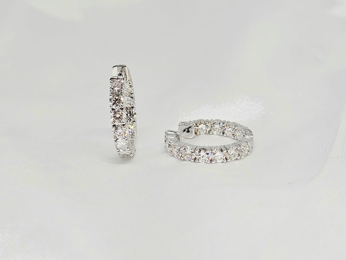 Inside Out Diamond Hoop Earring in 18Kt White Gold