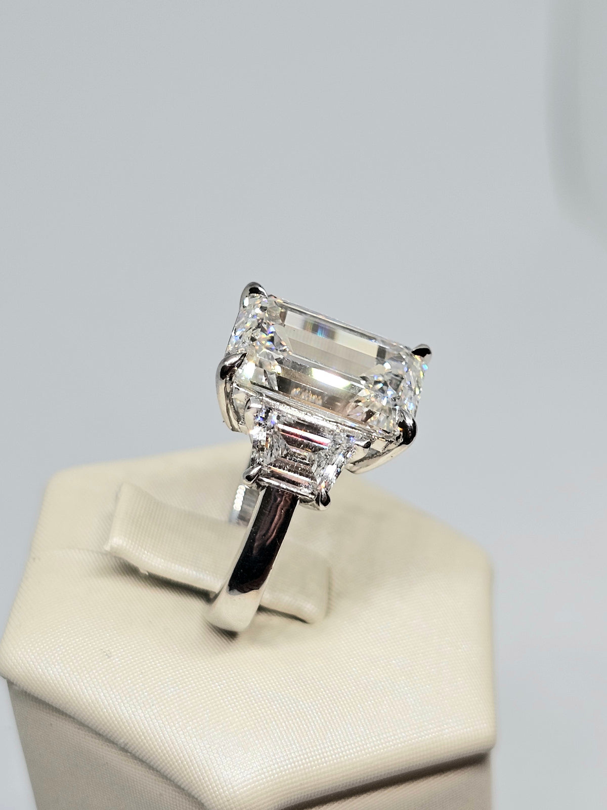 Lab Grown Emerald Cut Diamond in Platinum Ring
