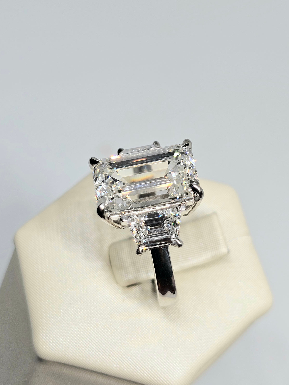 Lab Grown Emerald Cut Diamond in Platinum Ring