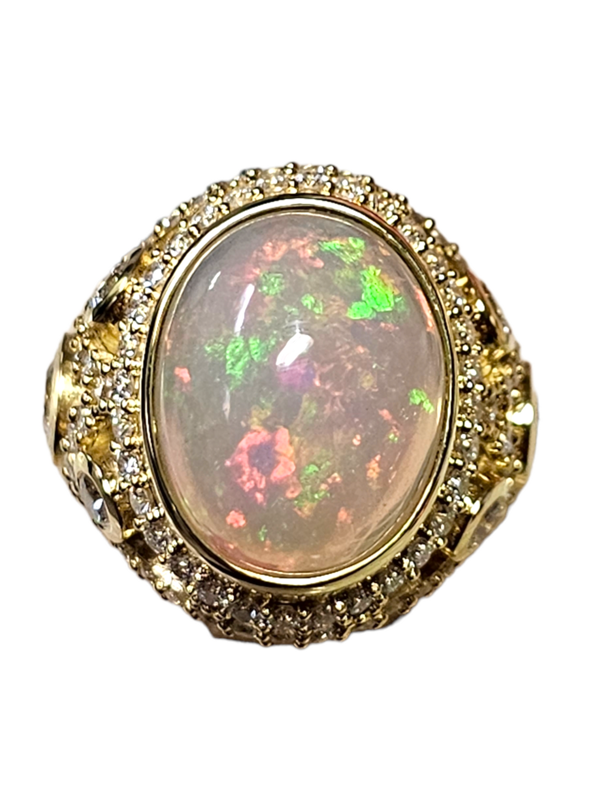 18Kt Yellow Gold Opal and Diamond Ring