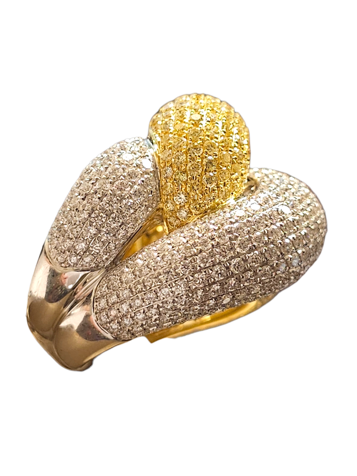 Two Tone 18K Gold Ladies Link Diamond Ring