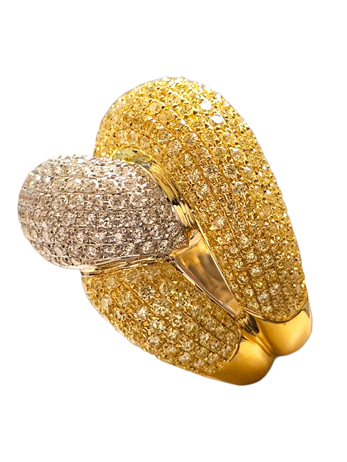 Two Tone 18K Gold Ladies Link Diamond Ring
