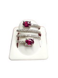 Ruby and Diamond Spiral Ring in 18Kt White Gold