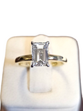 Emerald Cut Diamond Ring in 18 Karat Yellow Gold and Platinum