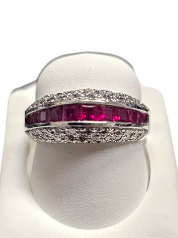 14Kt White Gold Ruby And Diamond Ring