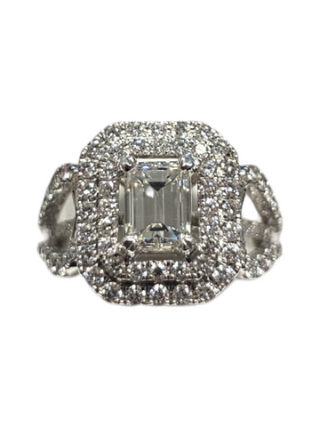 18Kt White Gold Emerald Cut Diamond Engagement Ring
