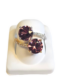 18Kt Two Tone Gold Pink Zircon and Diamond Ring