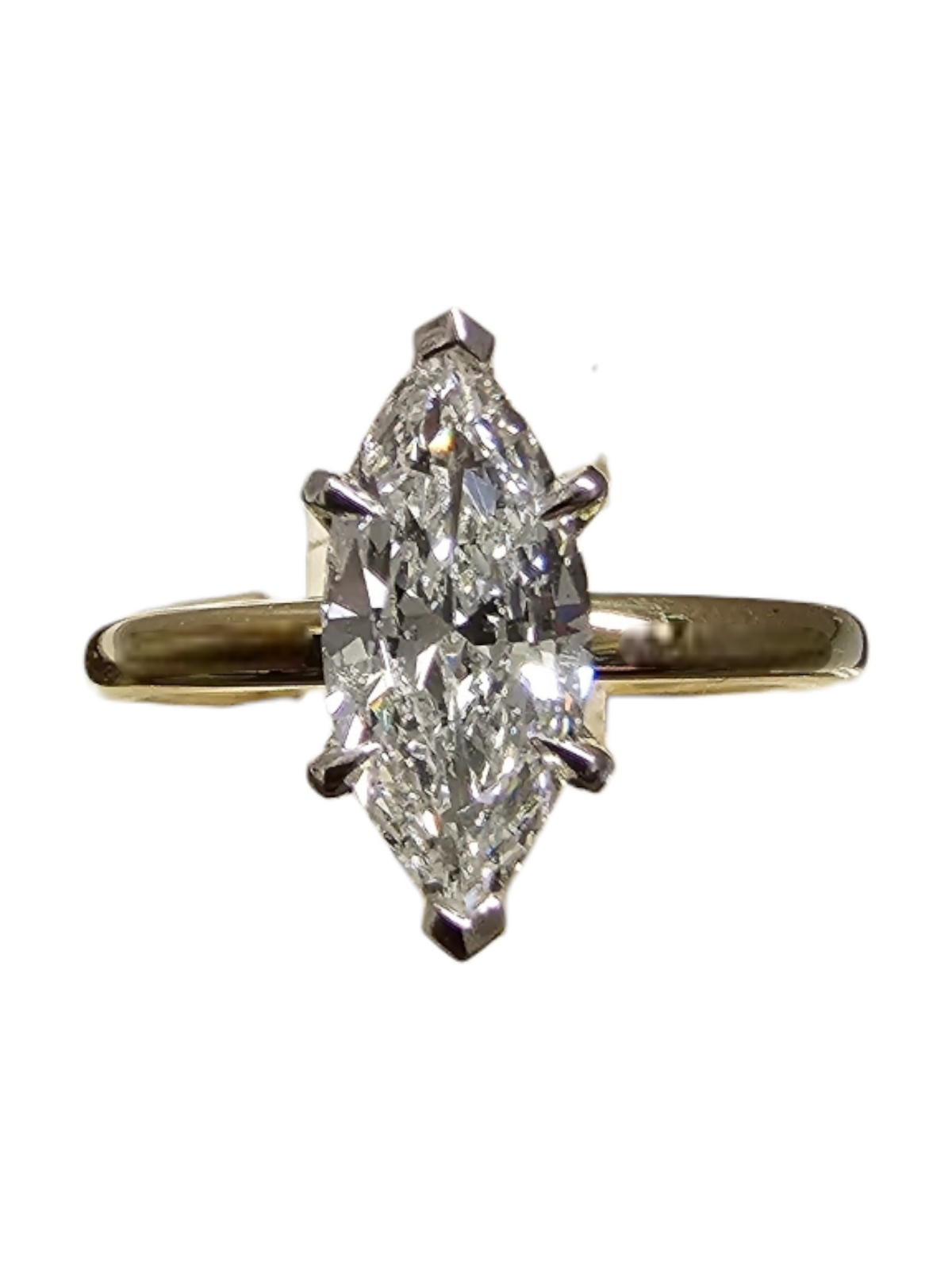 18Kt Yellow Gold Marquise Diamond Engagement Ring
