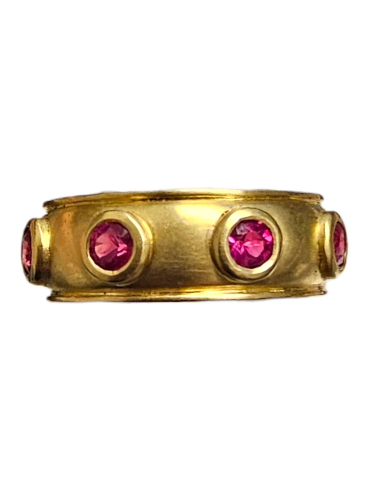 18Kt Yellow Gold Pink Sapphire Ladies Band