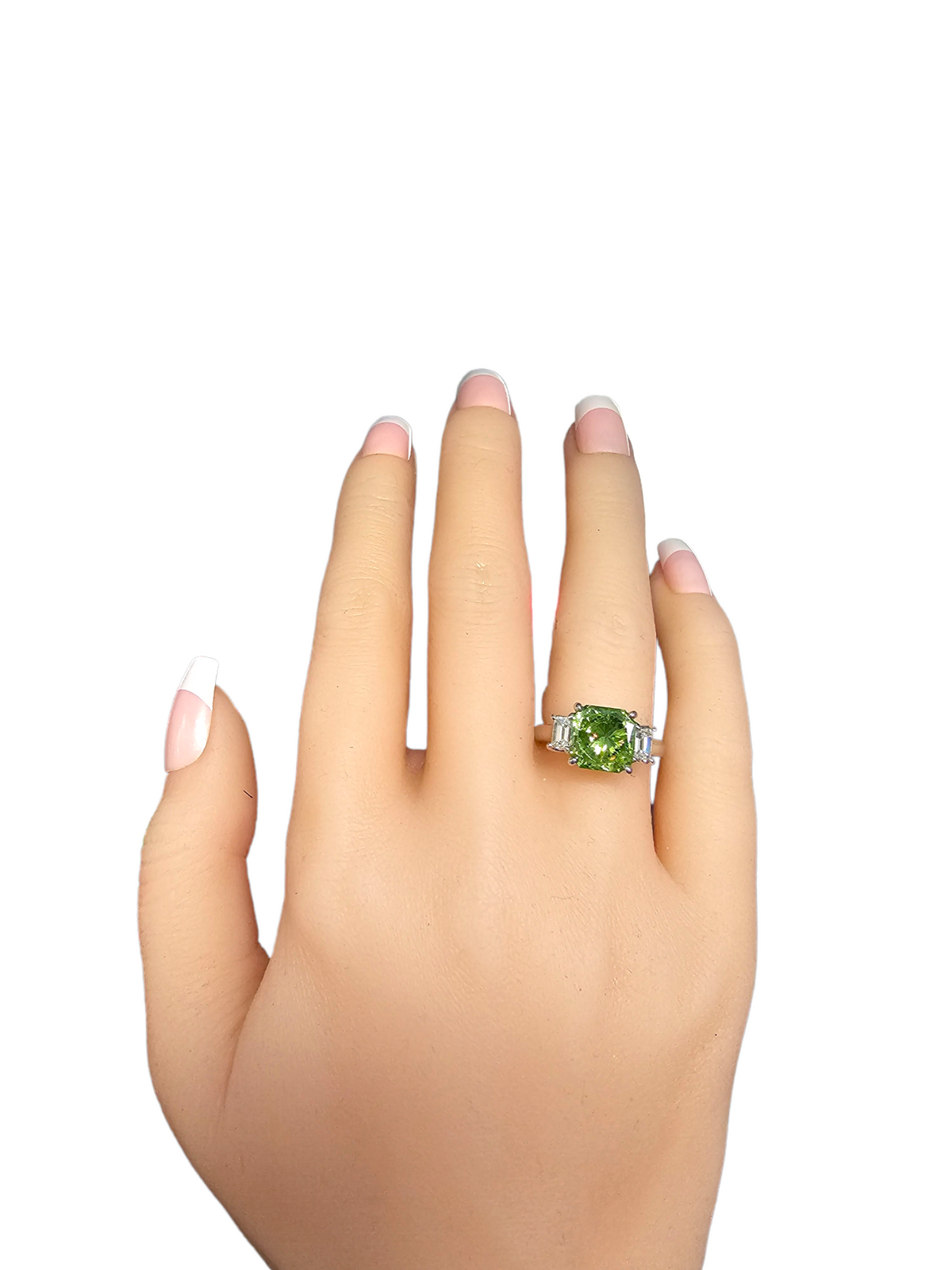 Platinum Green Diamond Engagement Ring