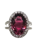 14Kt White Gold Tourmaline Rubellite and Diamond Ring