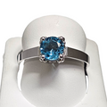 Blue Topaz Solitaire Ring 18 Karat White Gold