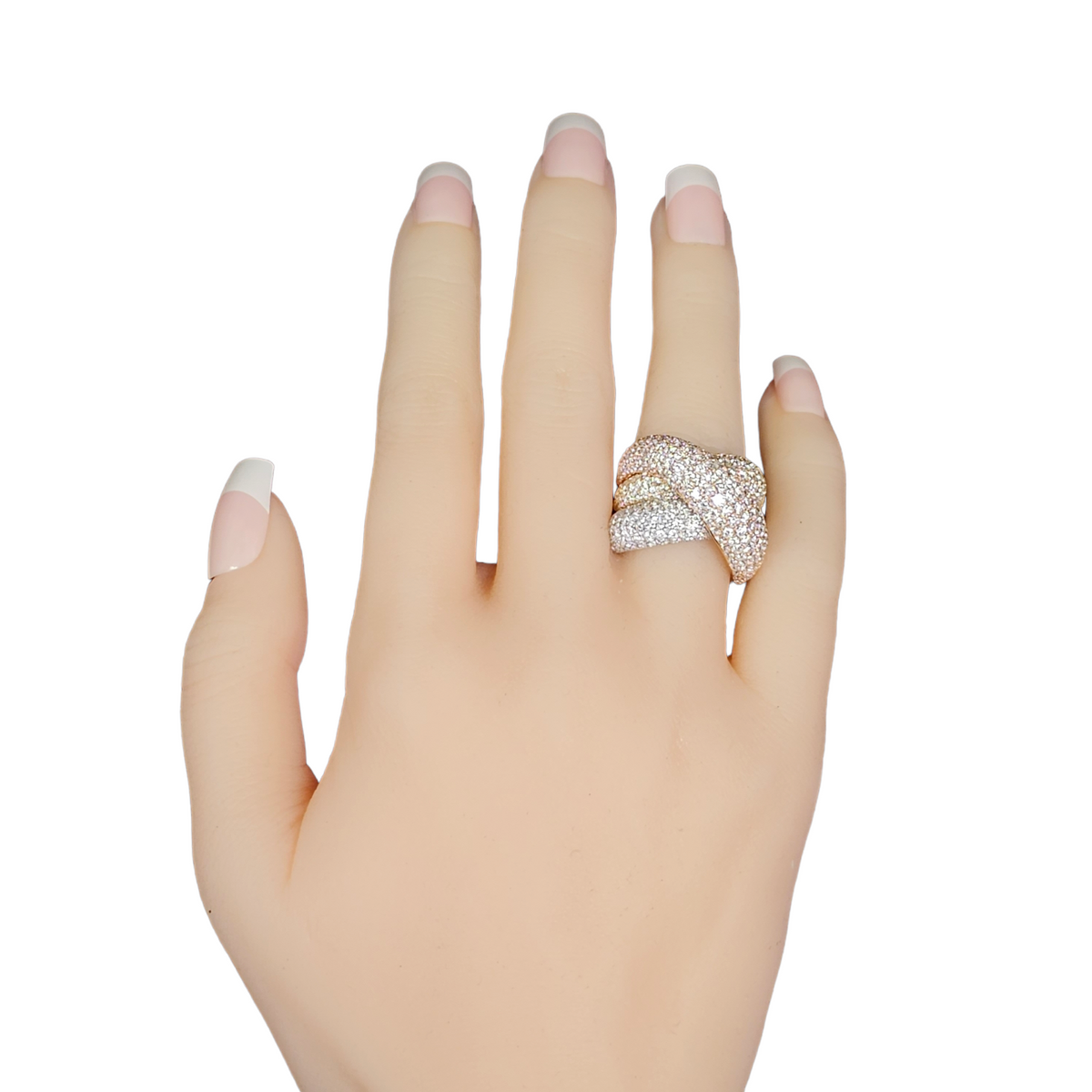18Kt Tri Color Gold Pave Diamond Wrap Ring