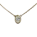 18Kt Yellow Gold Oval Diamond Pendant Necklace