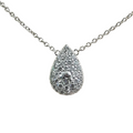 14Kt White Gold Diamond Cluster Pear Shaped Pendant Necklace