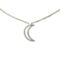 14Kt Yellow Gold Diamond Half Moon Pendant Necklace