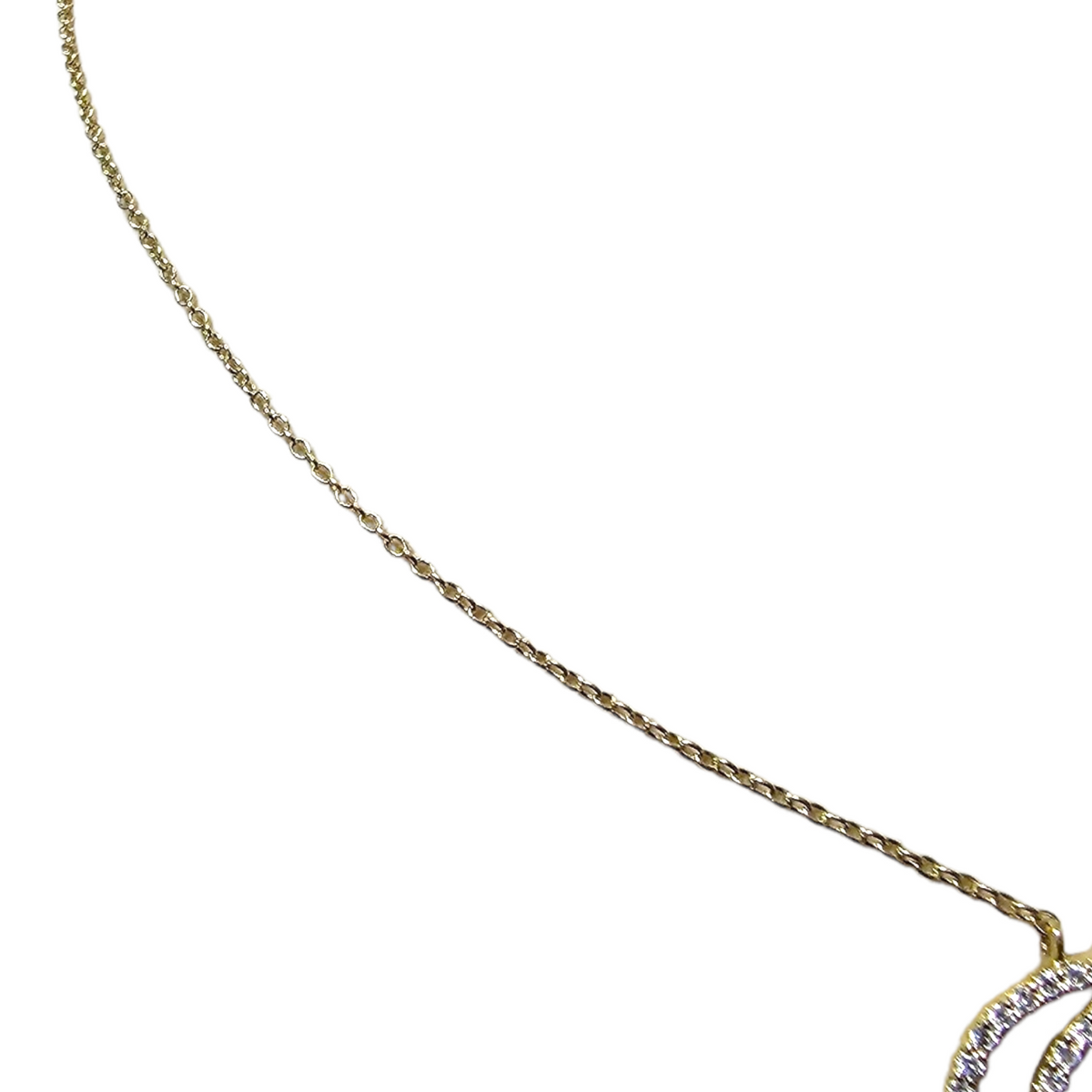14Kt Yellow Gold Diamond Half Moon Pendant Necklace