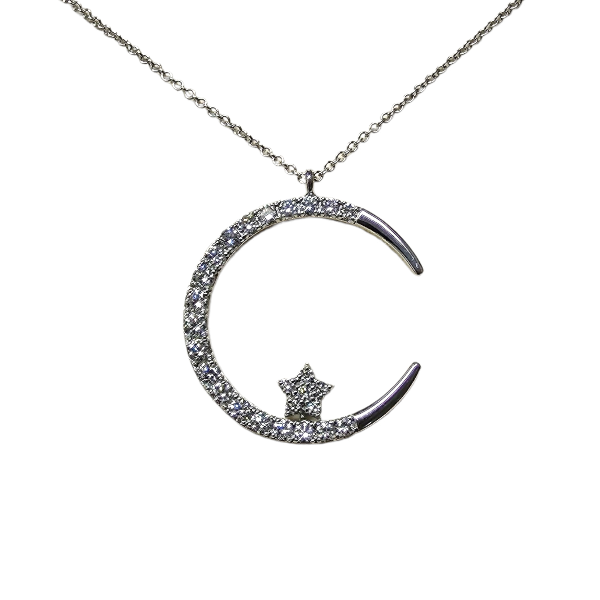 K18 ネックレス DIAMOND MOON NECKLACE Diamond Moon Necklace, Sapphire Moon Necklace, Crescent Moon