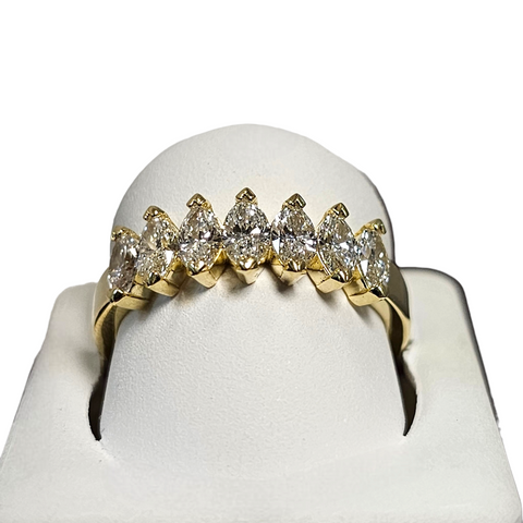 18Kt Yellow Gold Marquise 7 Stone Diamond Ring