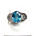 Blue Zircon 4 Carat Ring in 14 Karat White Gold