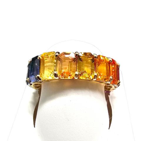 18Kt Yellow Gold Multi Colored Sapphire Eternity Band