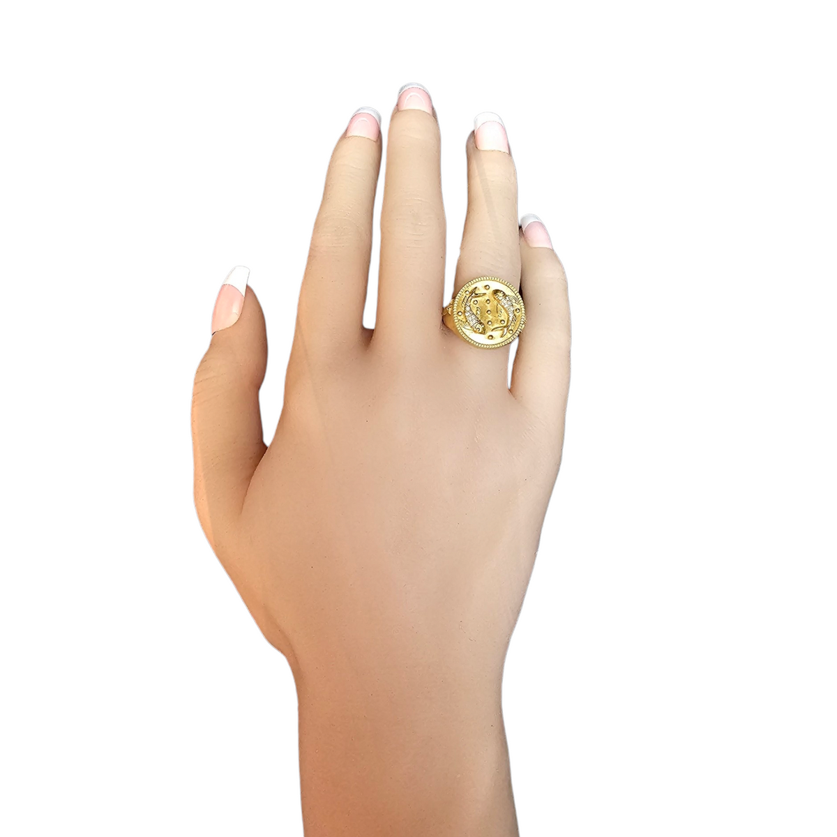 14Kt Yellow Gold Diamond Pisces Ring