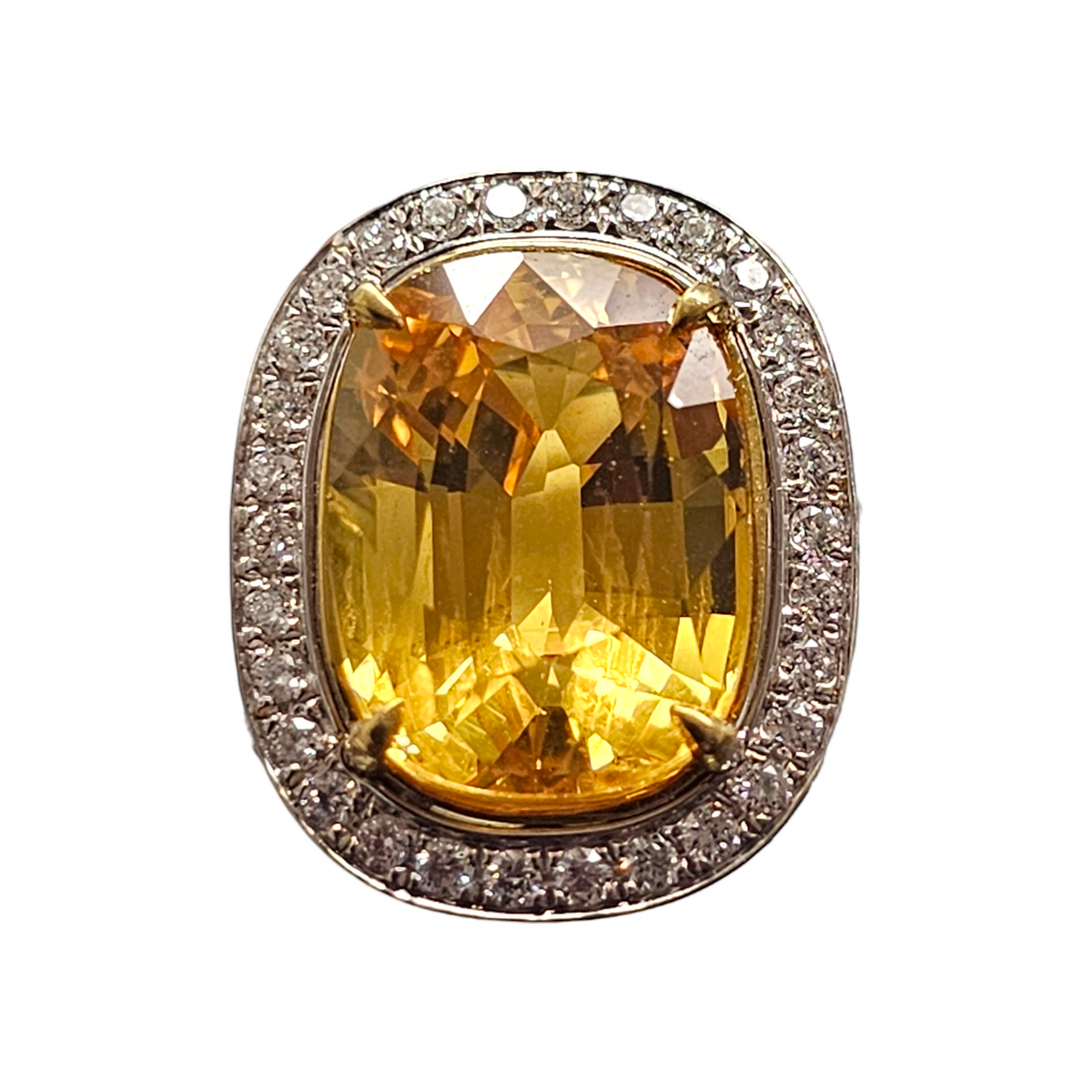 18Kt White Gold Yellow Sapphire and Diamond Ring