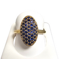 Blue Sapphire Pave Ring in 18 Karat Yellow Gold