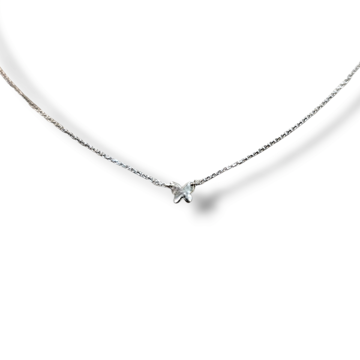 14KT White Gold Diamond Butterfly Necklace