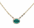 Emerald and Diamond Pendant Necklace in 18 Karat Yellow Gold