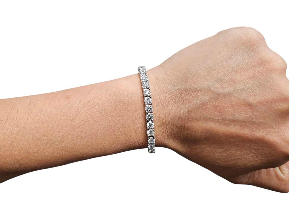 Lab Grown 11.23 Carat Diamond Men's Tennis Bracelet in 14 Karat White Gold