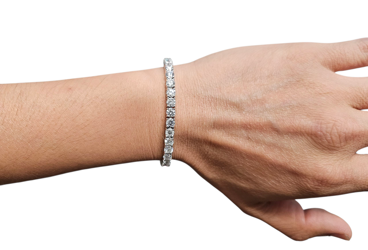 Lab Grown 11.23 Carat Diamond Men's Tennis Bracelet in 14 Karat White Gold